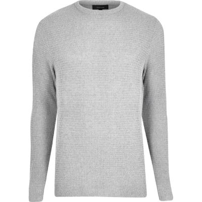 Grey textured knit jumper